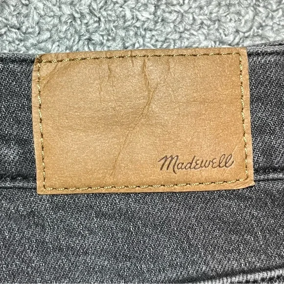 Madewell The Perfect Vintage Wide Leg Crop Jeans Size 33P Black Denim Fringe - Picture 10 of 13